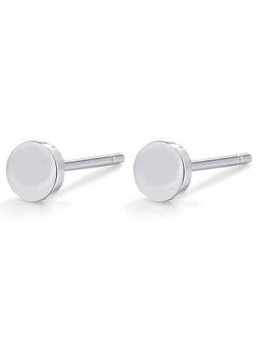 Image of Solid 925 Sterling Silver Stud Earrings for Women & Men, Hypoallergenic 18K Gold Plated & Silver Small Studs, Minimalist Elegant Earrings for Birthday, Party, Daily Gift