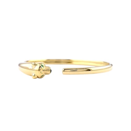 14K Gold Filled Bangle Bracelet/Panther 925 Sterling Silver Cuff Bangle/Emerald Eye Bangle Bracelet/Animal Bangles Jewelry/Certified Gift For Her4