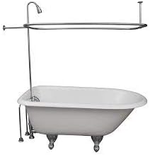 My PlumbingStuff New Add On Shower for Clawfoot Tub Includes Rectangular Shower Rod & Now with Shower Curtain Rings by