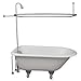 My PlumbingStuff R2200A Clawfoot Tub Shower Faucet and Rectangular Combo Set - 3 ⅜-Inch Center-Diverter Faucet in Chrome - ¾" MIP Connections - 61" 2-Piece Riser with Shower Head -42" x 27" Shower Rod