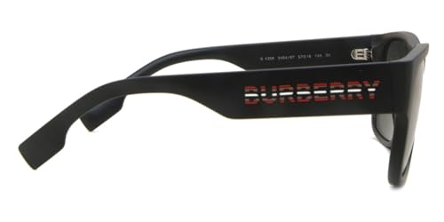 BURBERRY BE 4358 346487 Matte Black Injected Square Sunglasses Dark Grey Solid Color Lens3