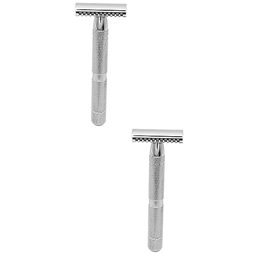 Baluue 2pcs Razor Men's Double Safety Razor Stainless Steel Shaving Tool for Men