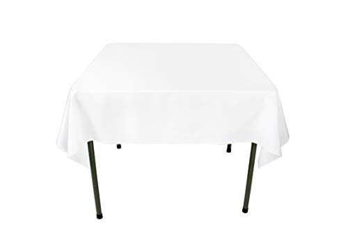 GEFEII Kitchen 54 inch Square Tablecloth Solid Polyester White Tablecloths for Wedding Party