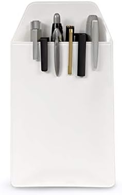 5x Flat White No Flap Super Duper Thick Pocket Protectors - Ideal for shirts and lab coat front pockets - Hold Pens, Cards, Notebooks