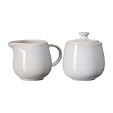 Ritzenhoff & Breker Laredo Milch- und Zucker-Set, Milchkännchen (320 ml) und Zuckerdose (350 ml) für 6 Personen, Skandinavisches Design mit Reaktivglasur, Steinzeug, Beige