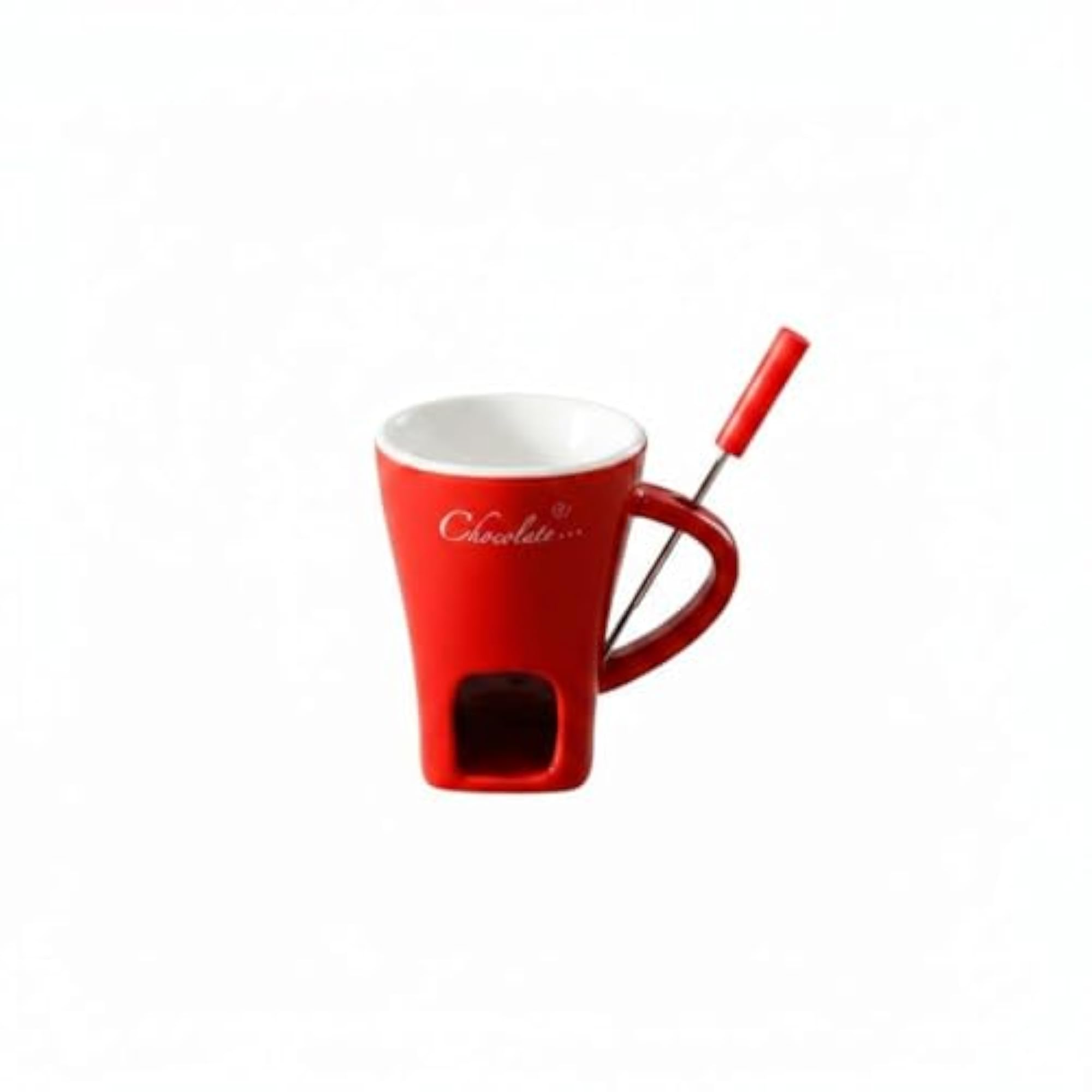 Personal Fondue Mug with Heart Pattern, Ceramic Chocolate Melter