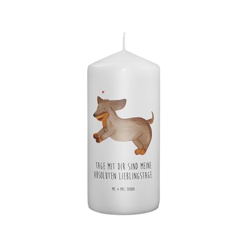 Mr. & Mrs. Panda Adventskerze Hund Dackel 15 x 7 cm - Geschenk,...