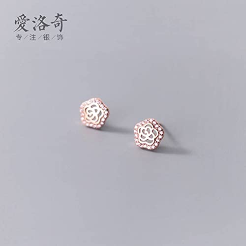 Boucles d'oreilles fleur creuse S925 et diamant pour illuminer vos tenues de soirée