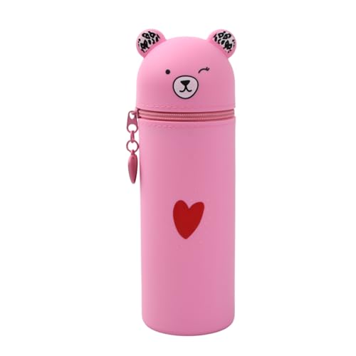 Federmäppchen Aus Weichem Silikon, Stand Up Pen Case Bear Style Weichem Silikon Kawaii, Bär Cup Pencil Case, Niedliches Stand-Federmäppchen Mäppchen, Schlampermäppchen für Studenten Mädchen (Rosa) Federmäppchen Aus Weichem Silikon, Stand Up Pen Case Bear Style Weichem Silikon Kawaii, Bär Cup Pencil Case, Niedliches Stand-Federmäppchen Mäppchen, Schlampermäppchen für Studenten Mädchen (Rosa)