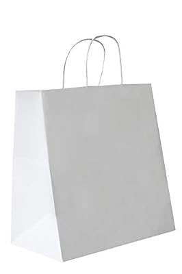 Carte Dozio - Shopper in Kraft con fondo quadro, color Bianco, maniglia ritorta, f.to cm 27+17x29, cf 50 pz