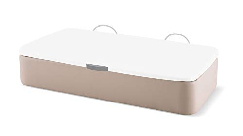 Naturconfort Canapé Abatible Tapizado Apertura Lateral Tapa 3D Blanca Low Cost Beige 90x180cm Envio y Montaje Gratis