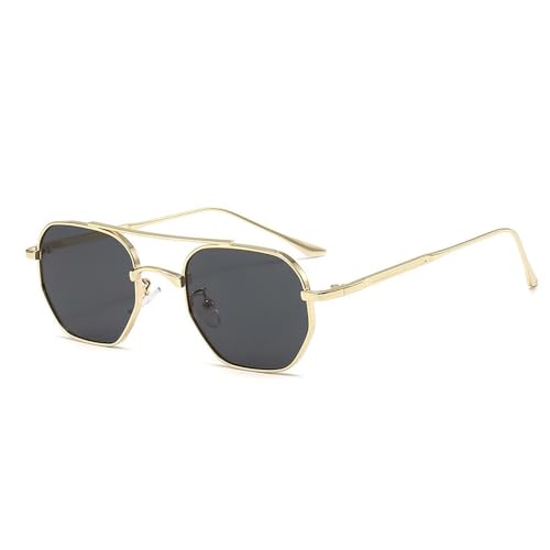 Lunettes de soleil rétro en métal avec structure géométrique et verres UV400