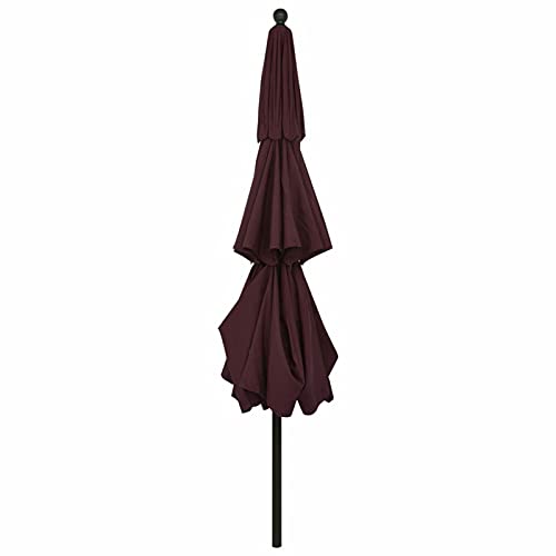 Sombrilla de 3.5 m CLSDRZC de 3 niveles con mástil de aluminio color rojo burdeos 7