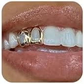 Longita Gold Grills for Your Teeth Grillz for Women Teeth Men Gold Tooth Cap Grillz for Women Golden Tooth Jewelry Hollow Out Heart Mouth Grills Men Hip Hop Outfits Custom Accessory Halloween Party