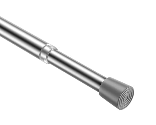 Image of MEXAU 1Pcs Spring Tension Curtain Rod 26-39 inch Spring Tension Rods Silver Tension Rods Adjustable Spring Rod Extendable Tension Rod For Kitchen, Bathroom, Window, Bookshelf,Closet.