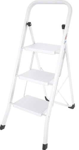 CILVANI SGABELLO 3 GRADINI IN ACCIAIO CON 3 GRADINI ANTISCIVOLO BIANCO