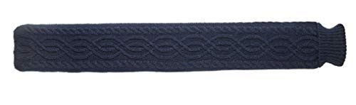 Lange Wärmflasche, superweicher Bezug, luxuriös, Kunstfell, Thermotherapie, Naturkautschuk, 2 l, 72 cm, Marineblau