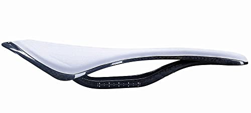 Mountain&Road Bike Full Carbon Fibre With Pu Leather Bicycle Front Seat Mat Saddle Mtb Hollow Out (White) #TOP1