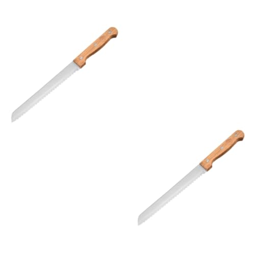 GLEAVI 2 Piezas cuchillo para el pan Herramientas de pastel para decorar acero Cortador de pastel Slicación de pan espátula de crema Herramienta de cocina Suministros de panadería Caqui