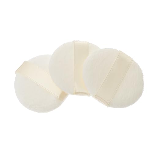 LIFKOME Luxurious Short Plush Powder Puff Soft Cotton Sponge for Face Dusting Satin Band