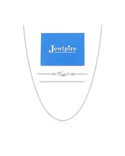 Jewlpire Italian Soild 22K Real Gold Over 925 Sterling Silver Chain Necklace for Women, 1.3mm Hypoallergenic Box Chain Thin & Sturdy Women's Chain Necklaces 14/16/18/20/22/24/26 Inch