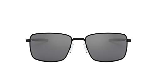 Oakley Men's OO4075 Square Wire Rectangular Metal Sunglasses, Matte Black/Black Iridium Polarized, 60