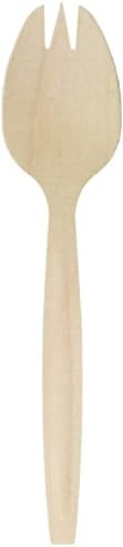 Perfectware wooden disposable spork- 100ct. 6 inches image 2
