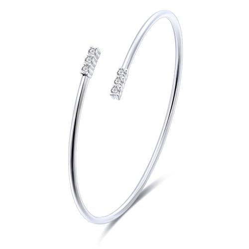 14K White Gold Plated Silver Bracelet With 0.36 Carat Total Weight Lab Grown Diamond (D-E Color Round Brilliant Shape VS Clarity) and Lab Grown Alexandrite Bracelet For Women Gift For Her Handmade Jewelry