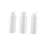 SKISUNO 3 Piezas Botellas de Almacenamiento Cosmético con Tapa Blanca Botellas Plásticas Vacías para Lociones y Cremas Dispensadores de Viaje Compactos y Ligeros para Cuidado Facial