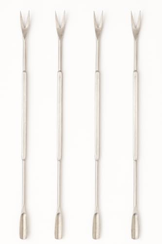 Set di 4 raschietti in acciaio inox – Posate per frutti di mare double face, ideali per ostriche, aragoste e granchi, argento