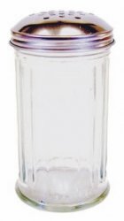 12oz GLASS DREDGER IDEAL FOR SUGAR,SALT.ICING,FLOUR,AND CAPPUCCINO