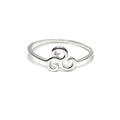 Bague empilable en argent 925 motif Triskèle véritable