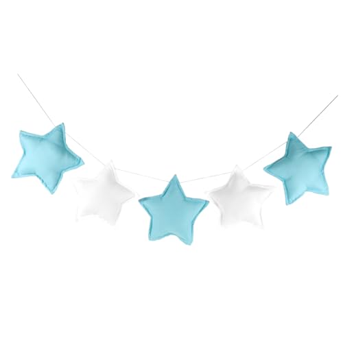 COLLBATH Ghirlanda Stelle in Stoffa Verde e Bianca per Cameretta Decorazione da Appendere Resistente e Versatile per Festa Casa e Foto Props