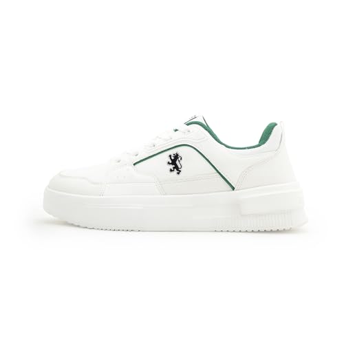 Image of Red Tape Men's Sneakers Black White Pu Round Toe Lace-Up Responsive Sole