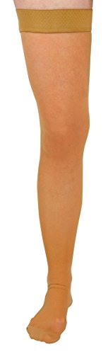 Image of CURAD Thigh-High Compression Hosiery, 15-20 mmHg, Tan, Size D (XL) for Varicose Veins & Edema Relief