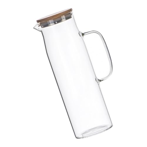 TIDTALEO Jarra Resistencia Agua a Borosilicato Fría, de Vidrio Tapa 1,2l y Mango de Bambú Gran Capacidad Cambios de Temperatura Instantáneos en Uso Nevera