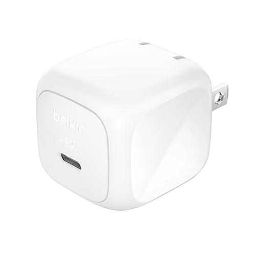 Belkin Cubic Charger 45W 充電器 USB-C PD3.2 高速充電対応 PPS対応 iPad/iPhone 17,16~12対応/Androidスマホ・タブレット各種対応 旅行や出張に最適 折り畳みプラグ PSE認証 ホワイト WCA013qcWH
