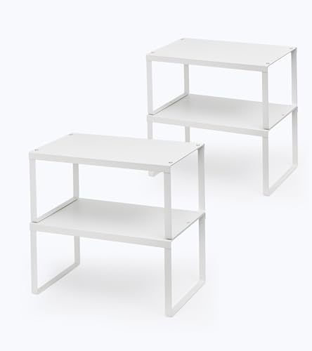HHVACUUN Kitchen Cupboard Organizer, 2-Pack Metal Expandable Spice Rack, Stackable