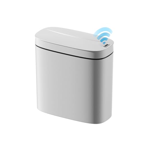 Provecta Smart Trash Bin with Lid, 13L Automatic Garbage Can, Waterproof Plastic Rubbish Bin Motion Sensor Wastebasket for Kitchen, Bedroom, Living Room, Office (White)