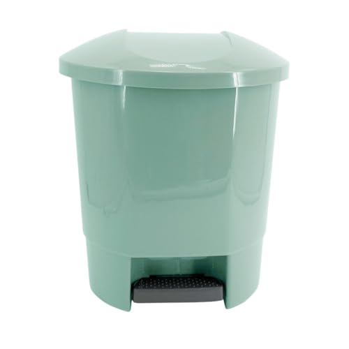 TUKA - Cubo de basura plástico, Cubo basura con pedal, Papelera, Plástico resistente, Libre de BPA (Verde, 30 Litro)