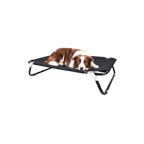 Italian Bed Linen Sogni e Capricci - Brandina Pieghevole per Cani e Gatti, Lettino Rialzato da Esterno e Interno, Struttura Resistente,Nero, 105 x 65 x 18 cm