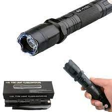 Image of Metal Alloy 1101 LED 2 in 1 Rechargeable Flashlight Torch for Outdoor Indoor Emergency| Portable Handheld Tactical Light | Super Bright Long Distance Beam with Women Safety Gadgets