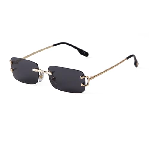 Lunettes de soleil en métal or noir C9 avec verres dégradés rectangulaires de haute finition