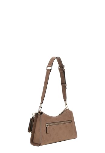 Image of GUESS Dark Logo Embossed Monogram Cresidia Top Zip Shoulder Bag