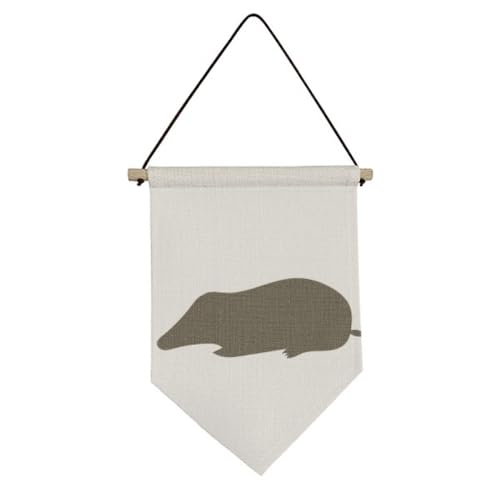 Drapeau en toile à suspendre taupe noir no/no : décoration murale tissu
