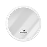 Jumbl 6” 10X Magnifying Mirror, Compact Suction Cup Makeup Mirror with 10X Magnification for Bathroom, Shower, Beauty & Skin Care, Brow Threading & Tweezing