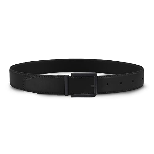 Cinto Masculino em Couro Social Classic (Preto, Fivela Preto Fosco)