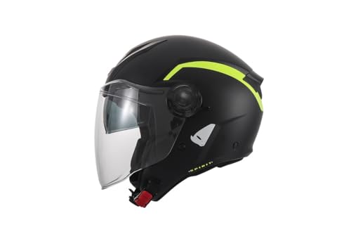 Casque Urban Spirit UFO PLAST Noir et Jaune Fluo en taille L pour scooter