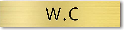トイレ用サインプレート ゴールド メタル調 アクリル 長四角 【 W.C 】 ピクトサイン ピクトグラム シール式 TOILET トイレマーク 表示 トイレ マーク トイレプレート