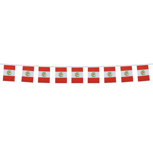Image of AZ FLAG Peru 6 meters BUNTING Flag 20 flags 9'' x 6'' - Peruvian STRING flags 15 x 21 cm